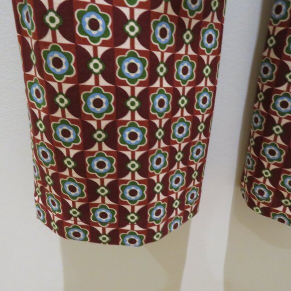 ANTHROPOLOGIE MAEVE Retro Floral Mid Rise Flare Stretch Ponte Pant Boho Size 8 - Picture 13 of 14
